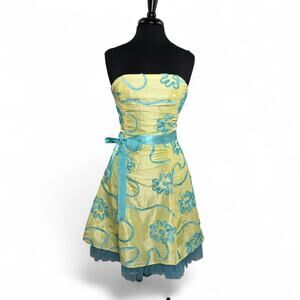 Vintage Jessica McClintock Strapless Party Dress Sz 10 Y2K 2000s Prom Cocktail
